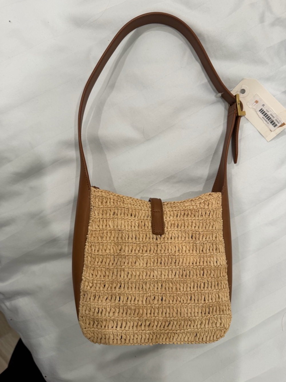 Saint Laurent Raffia Baby Hobo in Beige with Brown Leather Trim - Picture 6 of 8